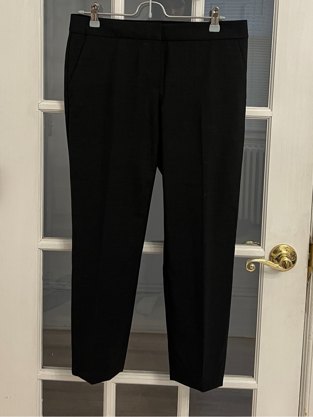 J. CREW Stretch Women's Black Wool Blend Front Crease Favorite Fit Pants Size 6P